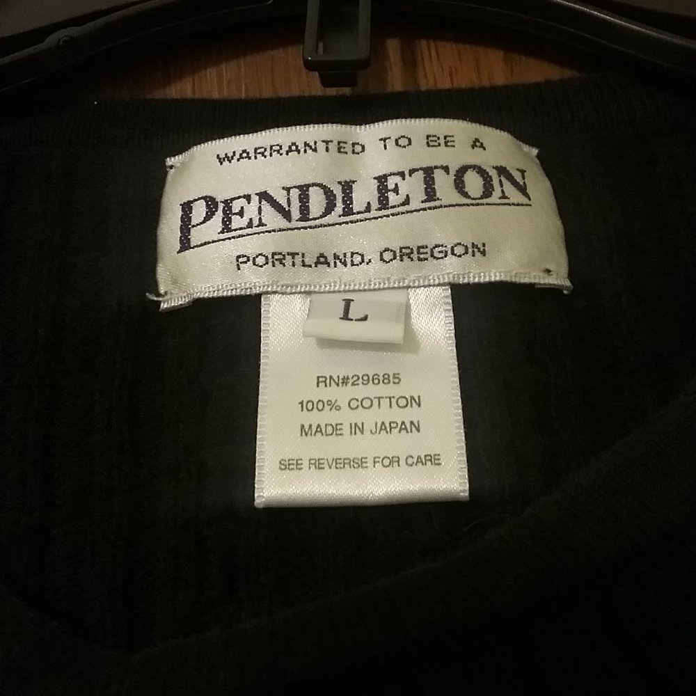 Vintage Pendleton Black 100% Cotton Cable Knit Sweater - Picture 9 of 13